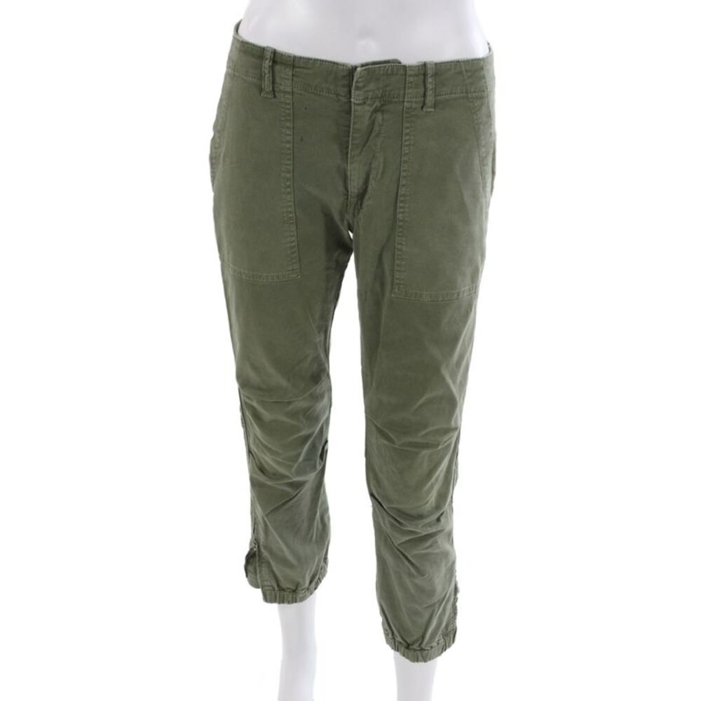 Nili Lotan Women Army Green Cropped Cargo Capri Pants Size 2